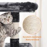 DogCratesDepot® 59.3" Cat Tree in Cream & Gray with Hammock and Scratcher - Dog Crates Depot®