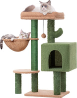 DogCratesDepot® Cactus Cat Tree - Stylish Haven for Playful Cats with Hammock, Condo, and Sisal Scratching Posts - Dog Crates Depot®