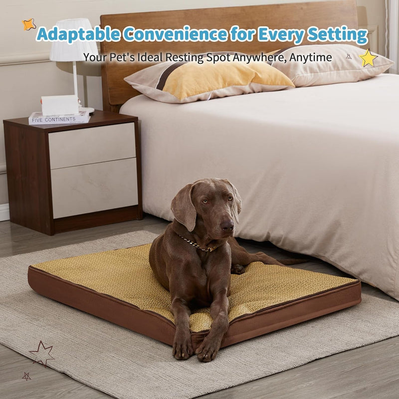 DogCratesDepot® Dog Bed for Large or Extra-Large Dogs, Egg Memory Foam Large Dog Bed with Removable Cover, Waterproof Pet Bed Mattress for Large Cats, Washable Plush and Cool Cover - Dog Crates Depot®