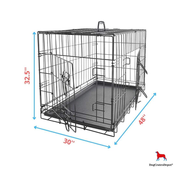 DogCratesDepot® Extra-Extra Large (48'') Double-Door Folding Metal Dog or Pet Crate Kennel with Tray - Dog Crates Depot®