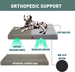 DogCratesDepot® Orthopedic Dog Bed for Large Dogs, Plush Pet Bed Mattress with Removable Washable Cover-Pet Bed with Non-Slip Bottom, Big Dog Mat with Waterproof Lining Grey - Dog Crates Depot®
